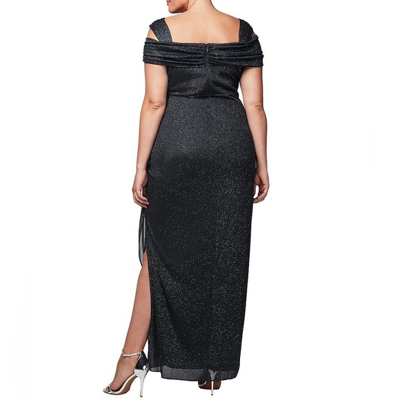 Alex Evenings
Plus Size Cold Shoulder Cowl Neck Cap Sleeve Glitter Mesh Gown - Picture 2 of 8